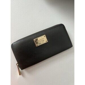 Michael Kors Continental Zip Wallet Black Pebble Leather